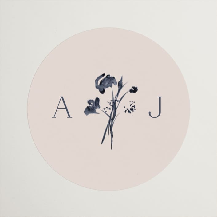 "Floral Monogram" - Wedding Favor Stickers in Champagne by Lindsay Megahed - Front