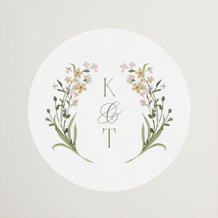 "delicate buds" - Wedding Favor Stickers in Olive by Jennifer Wick - Front