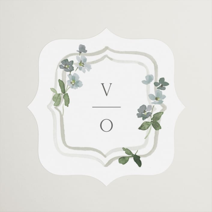 "Wistful" - Wedding Favor Stickers in Mist by Everett Paper Goods - Front