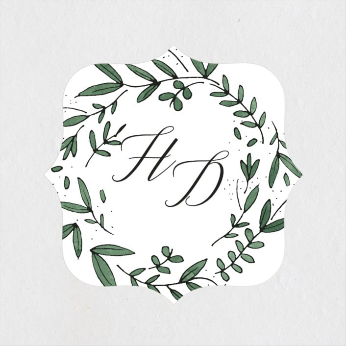 "Floral Wreath" - Wedding Favor Stickers in Fresh by Kelly Schmidt - Front