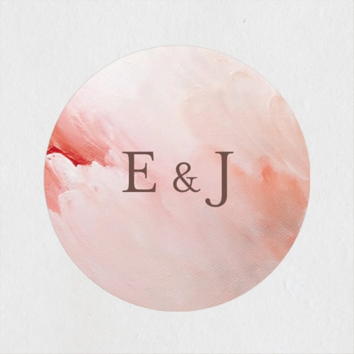 "Delicate brushstrokes" - Wedding Favor Stickers in Blush by Lucrecia Caporale - Front