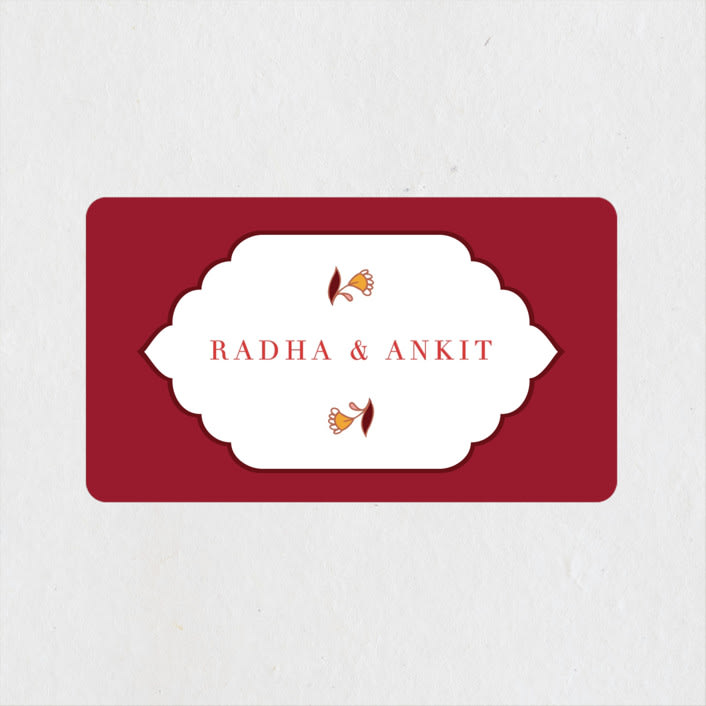 "Jaipur" - Wedding Favor Stickers in Ruby by Mansi Verma - Front