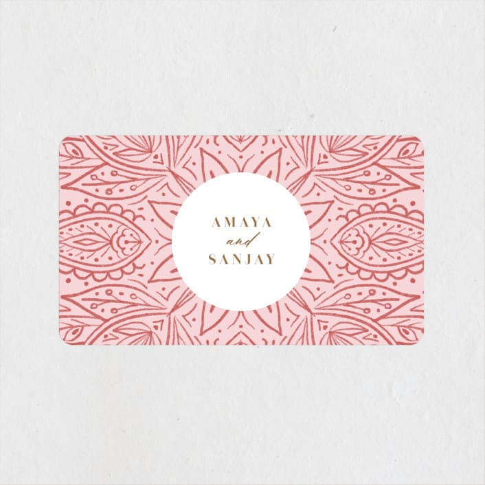 "AMAYA" - Wedding Favor Stickers in Blush by Kanika Mathur - Front