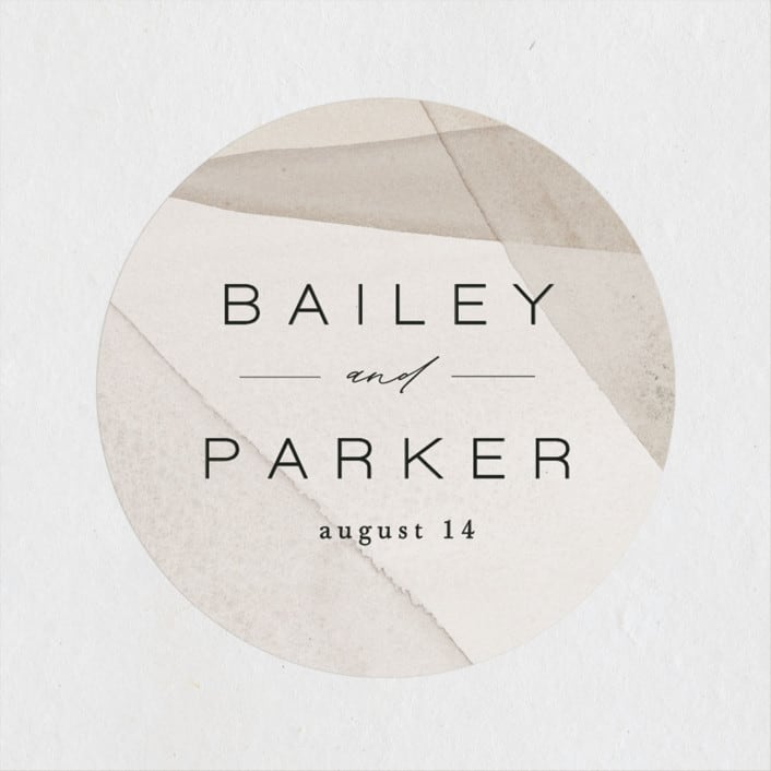 "Gossamer" - Wedding Favor Stickers in Sandstone by Kate Ahn - Front