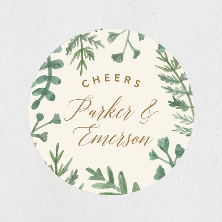 "Painted Ferns" - Wedding Favor Stickers in Cream by Amy Kross - Front