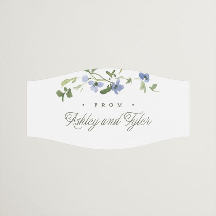 "Flowering Vine" - Wedding Favor Stickers in Bluebell by Everett Paper Goods - Front