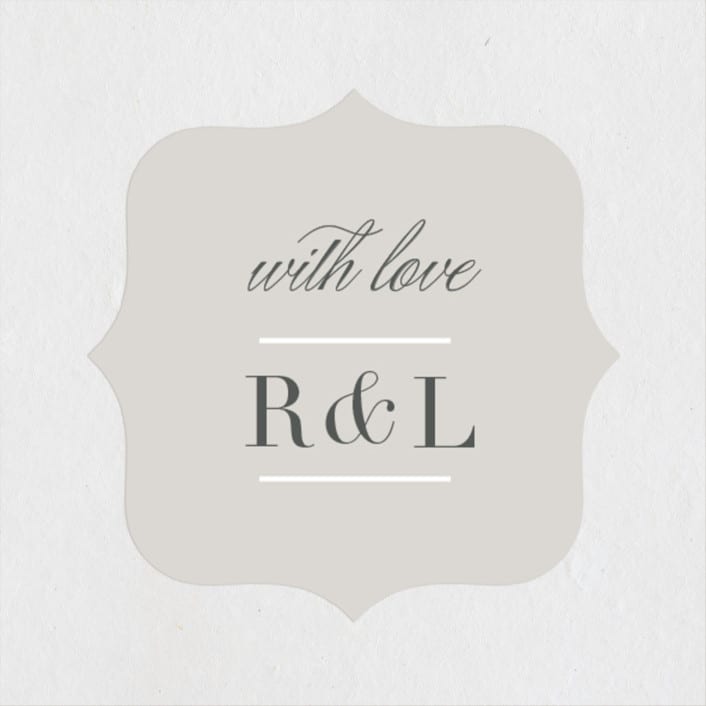"Classical" - Wedding Favor Stickers in Taupe by Jessica Williams - Front