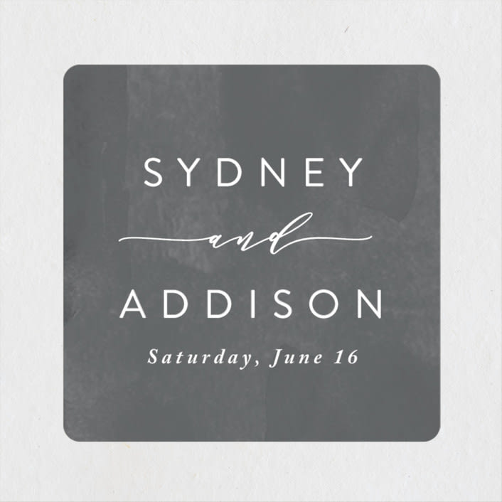 "Geo Chic" - Wedding Favor Stickers in Charcoal by Hooray Creative - Front