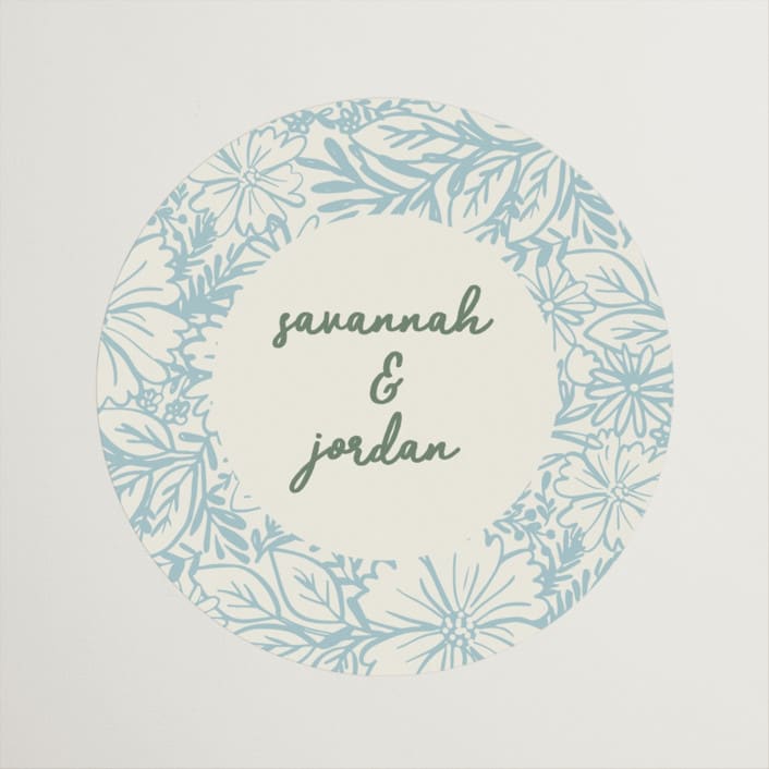 "Bloom" - Wedding Favor Stickers in Waterfall by Kelly Watkins - Front