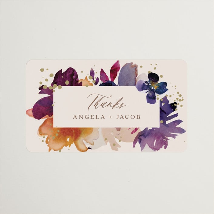 "Bouquet" - Wedding Favor Stickers in Cream by Lori Wemple - Front
