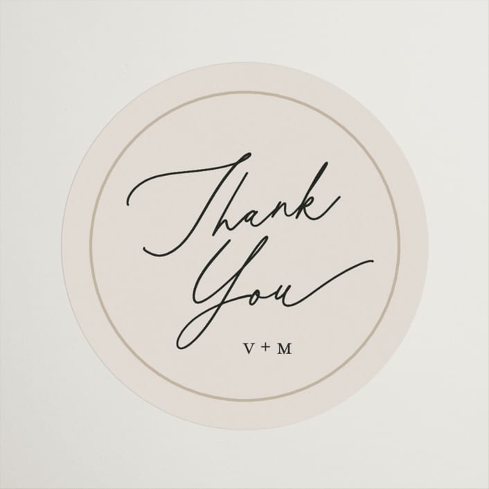 "Encircled Love" - Wedding Favor Stickers in Taupe by Kelly Schmidt - Front