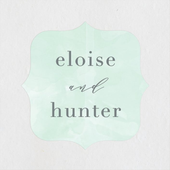 "Caliza" - Wedding Favor Stickers in Seafoam by Lauren Chism - Front