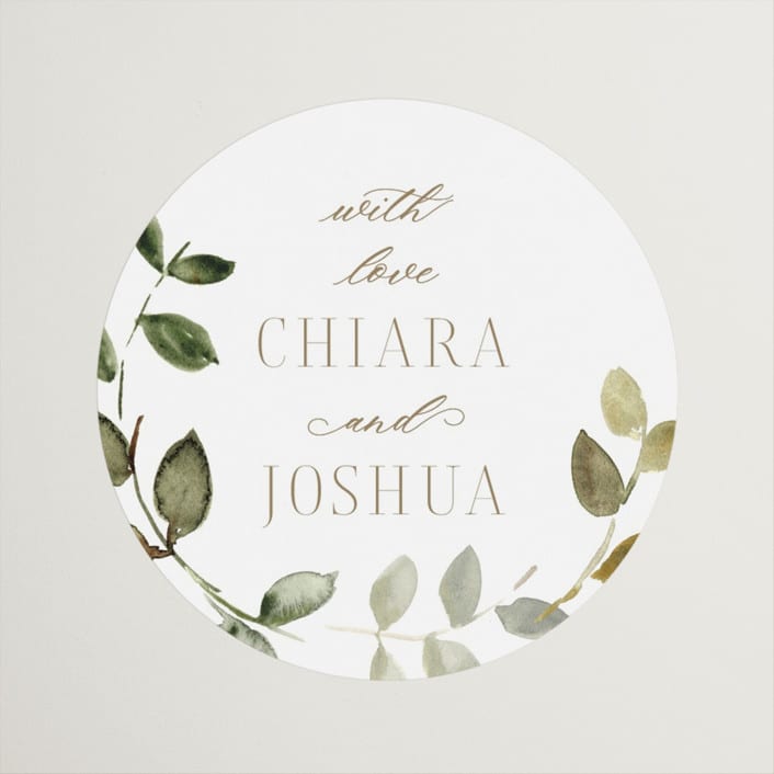 "Lovely" - Wedding Favor Stickers in Moss by Petra Kern - Front