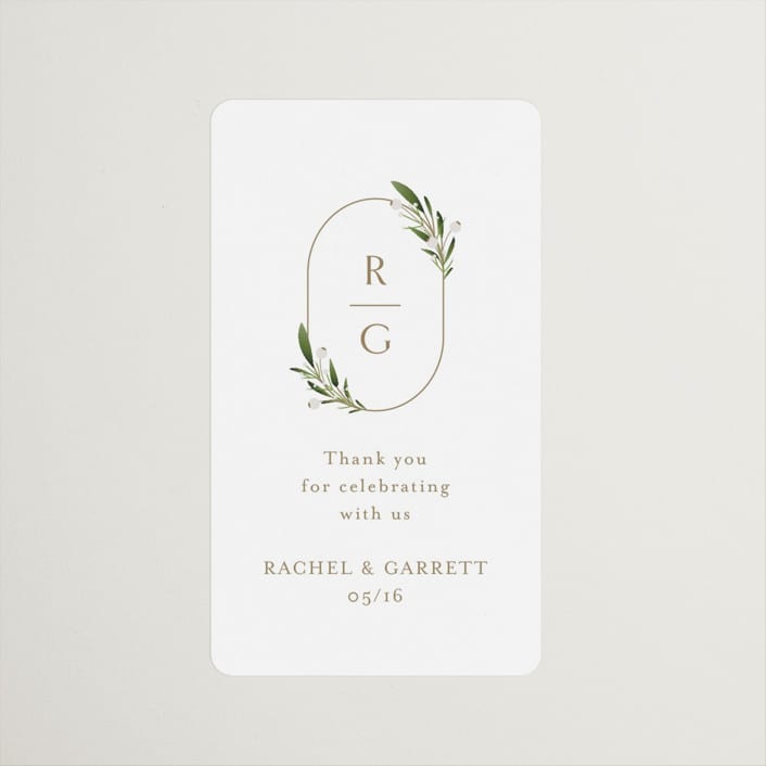 "Soft Sprigs" - Wedding Favor Stickers in Champagne by Jennifer Postorino - Front