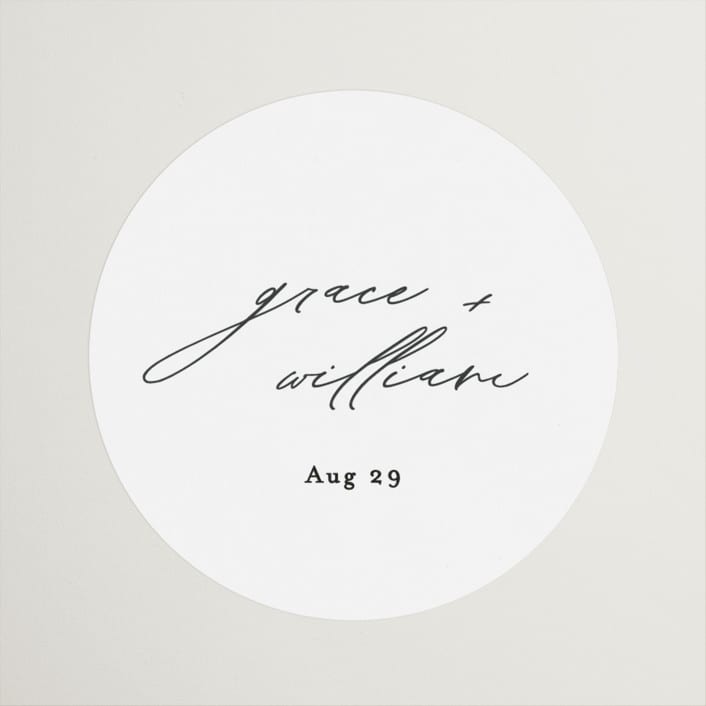 "Delicate Script" - Wedding Favor Stickers in Cotton by Angela Thompson - Front