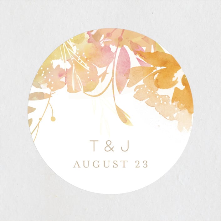 "Garden" - Wedding Favor Stickers in Peach by Lori Wemple - Front