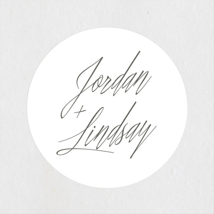 "Stacked date" - Wedding Favor Stickers in Cotton by Amy Kross - Front