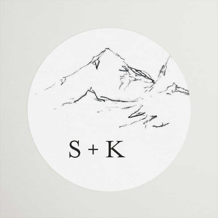 "Sketched Mountains" - Wedding Favor Stickers in Snow by Mere Paper - Front