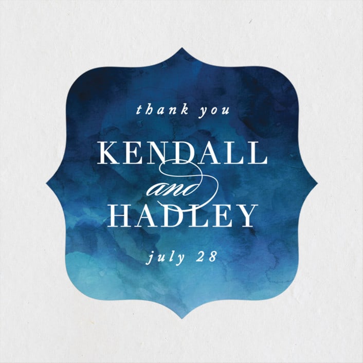 "Indigo Sea" - Wedding Favor Stickers in Ocean by Kelly Schmidt - Front