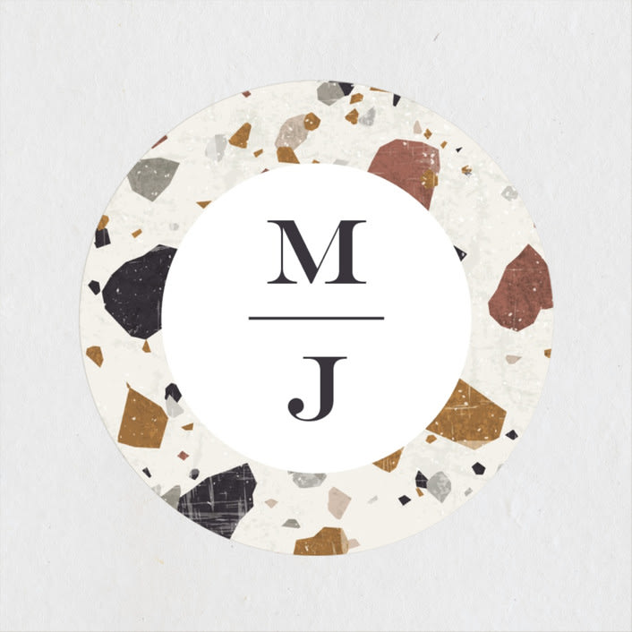 "Terrazzo Frame" - Wedding Favor Stickers in Mustard by Amy Payne - Front