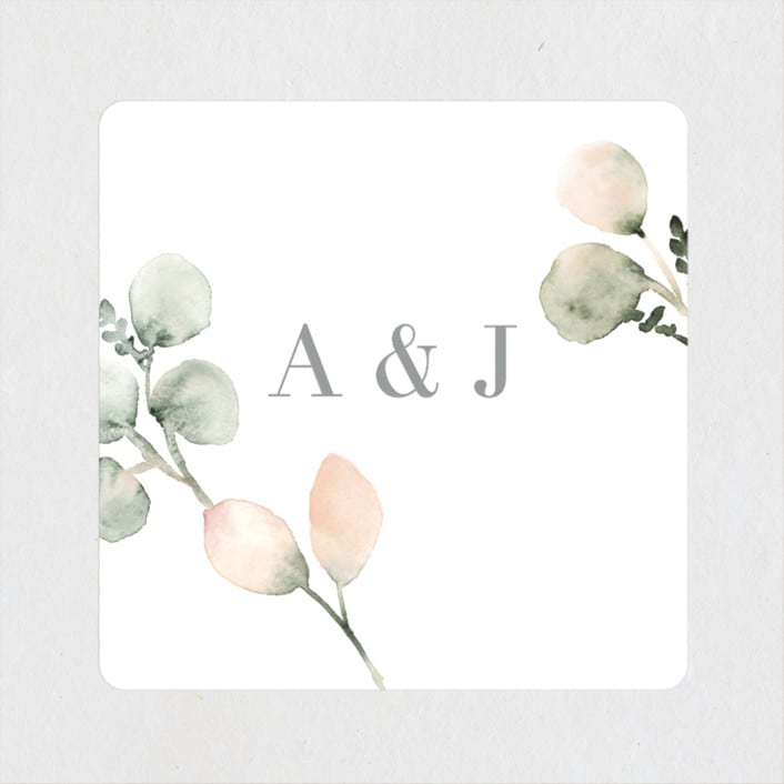 "Romantic Eucalyptus" - Wedding Favor Stickers in Sage by Petra Kern - Front