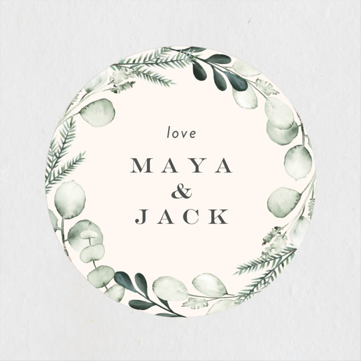"Gentle Greens" - Wedding Favor Stickers in Fern by Petra Kern - Front