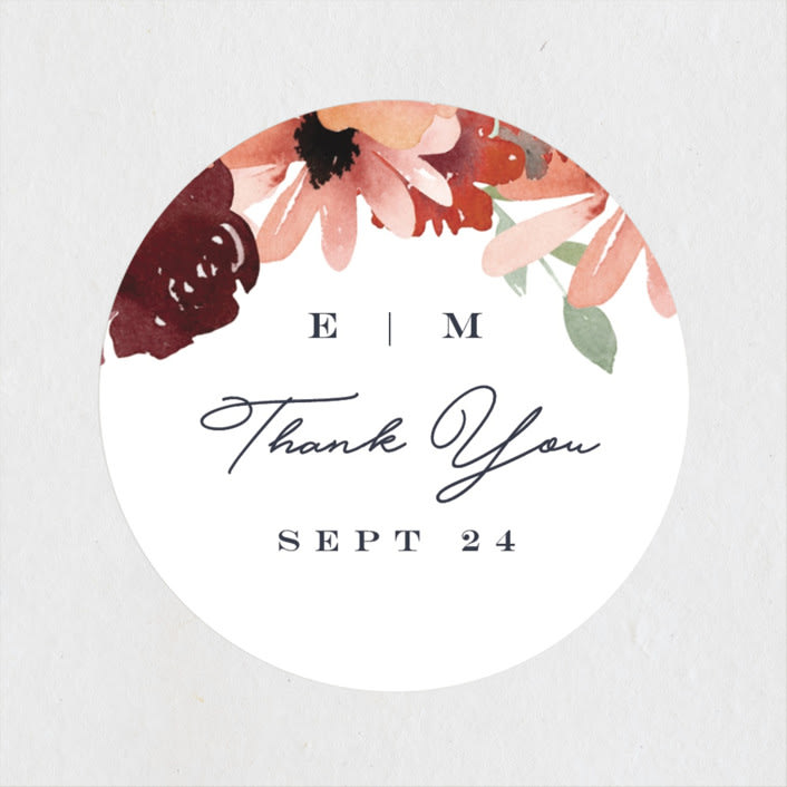 "Cascading Florals" - Wedding Favor Stickers in Rouge by Leah Bisch - Front
