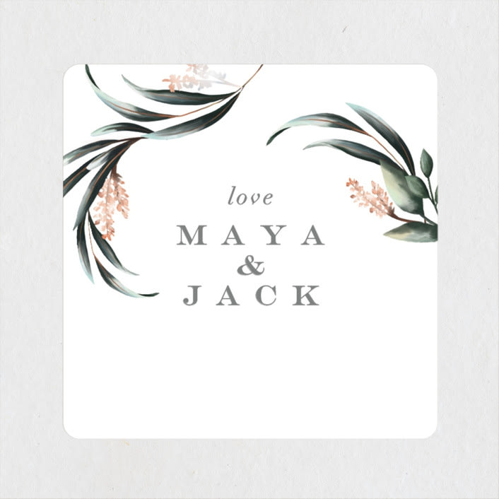 "Maya Rustica" - Wedding Favor Stickers in Rose by Petra Kern - Front