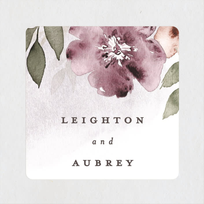 "Fancifully" - Wedding Favor Stickers in Dust Mauve by Everett Paper Goods - Front