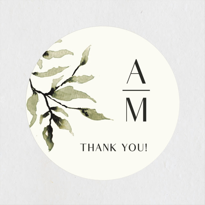 "Rural Romance" - Wedding Favor Stickers in Leaf by Chris Griffith - Front