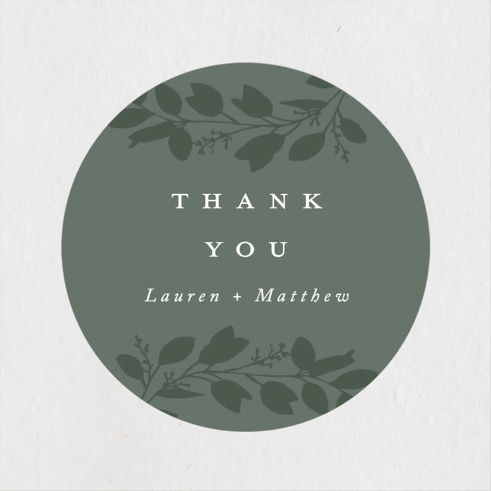 "Falling Branch" - Wedding Favor Stickers in Eucalyptus by Amy Kross - Front