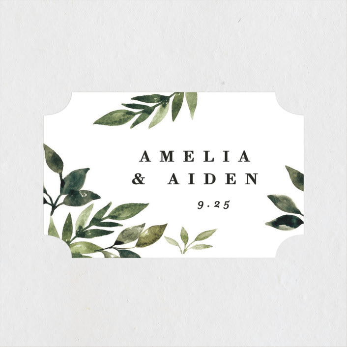 "Clearing" - Wedding Favor Stickers in Leaf by Alethea and Ruth - Front