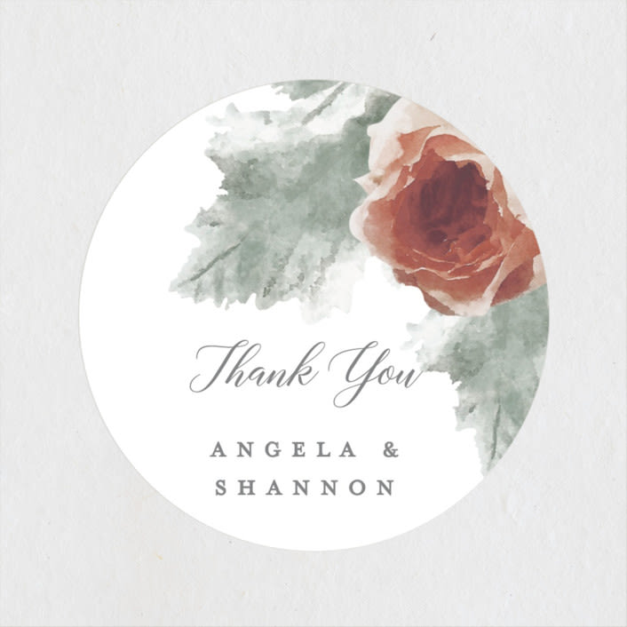 "rose drop" - Wedding Favor Stickers in Rose by Cass Imagines - Front