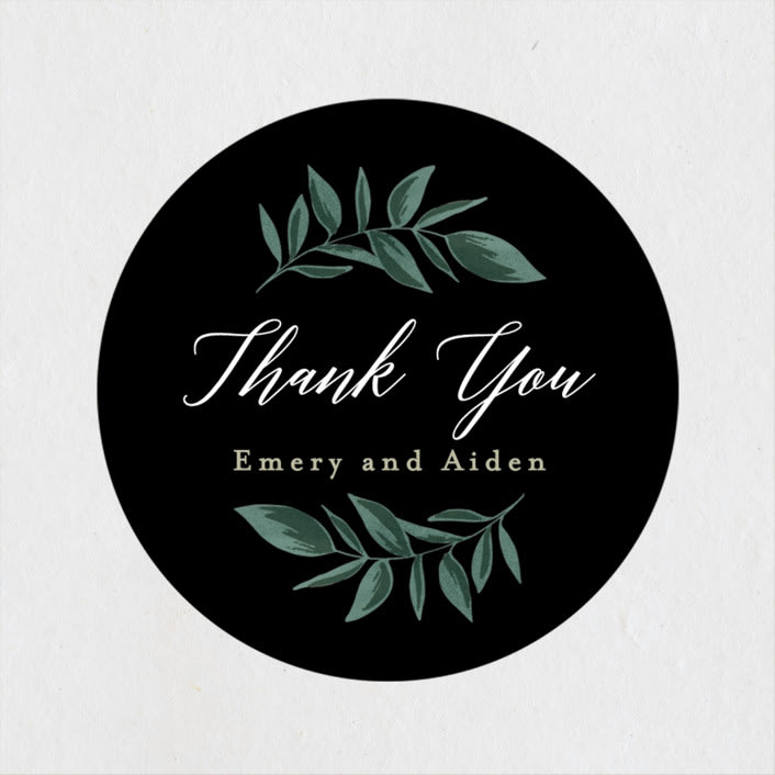 "Forest Crest" - Wedding Favor Stickers in Obsidian by Alethea and Ruth - Front