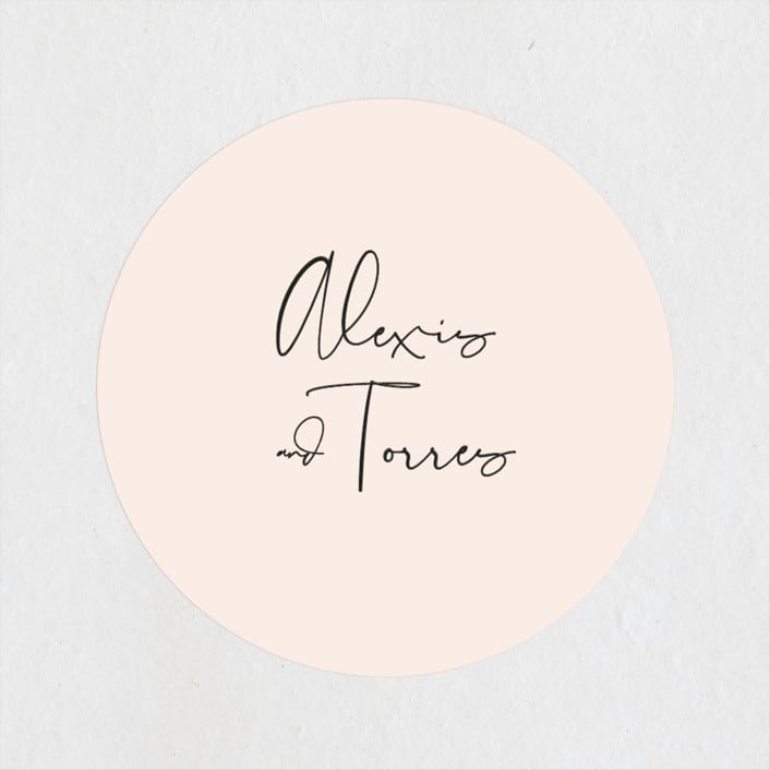 "Just the Two of Us" - Wedding Favor Stickers in Blush by Jennifer Wick - Front
