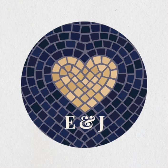 "Mosaic" - Wedding Favor Stickers in Navy by GeekInk Design - Front
