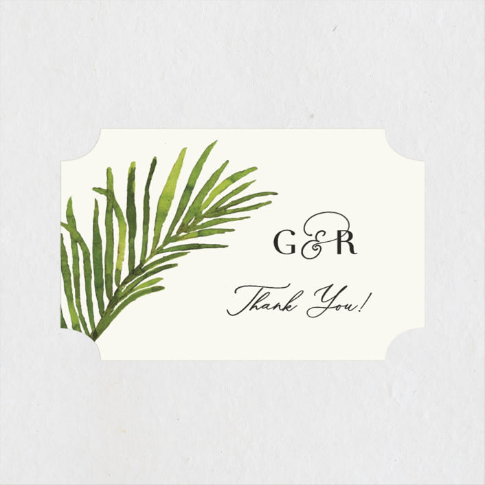 "Tropical Vows" - Wedding Favor Stickers in Jade by Chris Griffith - Front