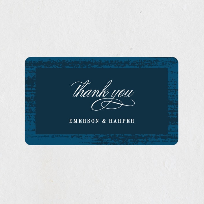 "Gold Leaf" - Wedding Favor Stickers in Indigo by Kelly Schmidt - Front