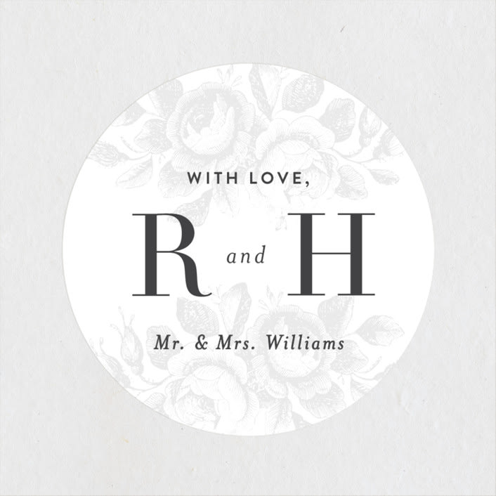 "Beloved" - Wedding Favor Stickers in Graphite by Design Lotus - Front