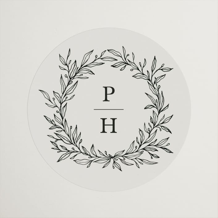 "leafy wreath" - Wedding Favor Stickers in Cotton by Kate Ahn - Front