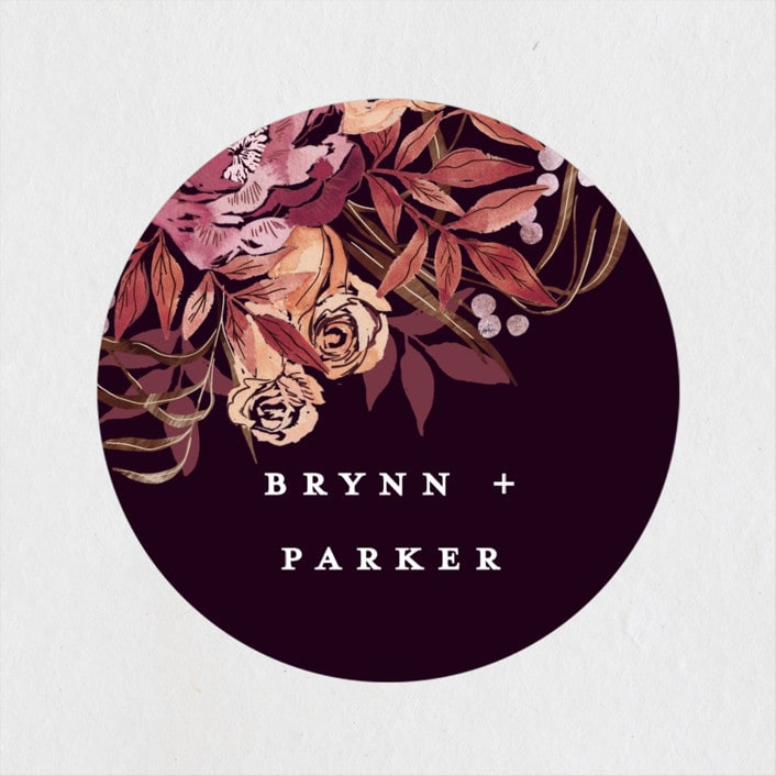 "Fall Floral" - Wedding Favor Stickers in Mauve by Alethea and Ruth - Front