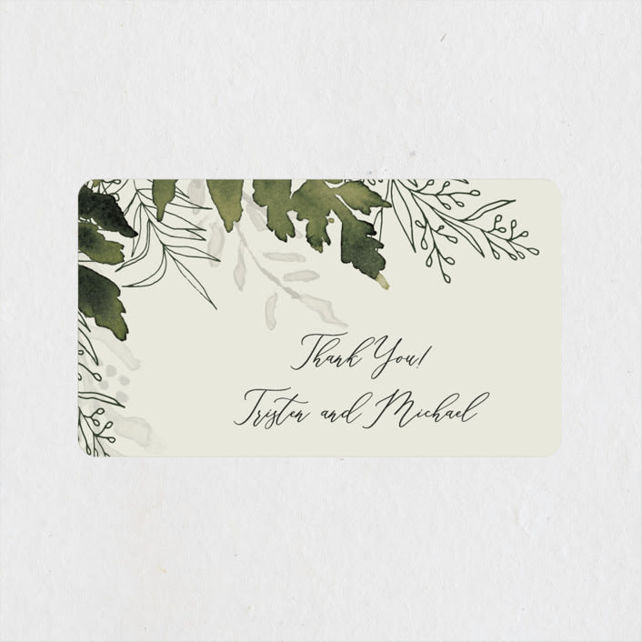 "Love springs eternal" - Wedding Favor Stickers in Fern by Chris Griffith - Front