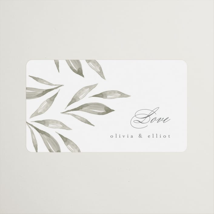 "Whispered Leaves" - Wedding Favor Stickers in Leaf by Kristie Kern - Front