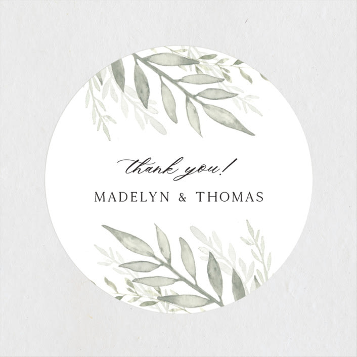 "Sweeping" - Wedding Favor Stickers in Linen by Carolyn Nicks - Front