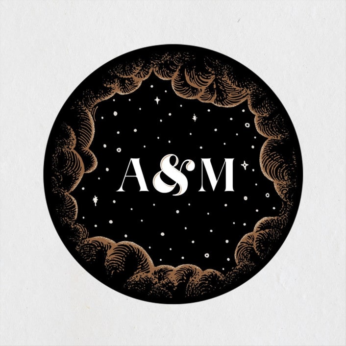 "Grand Natura" - Wedding Favor Stickers in Noir by GeekInk Design - Front