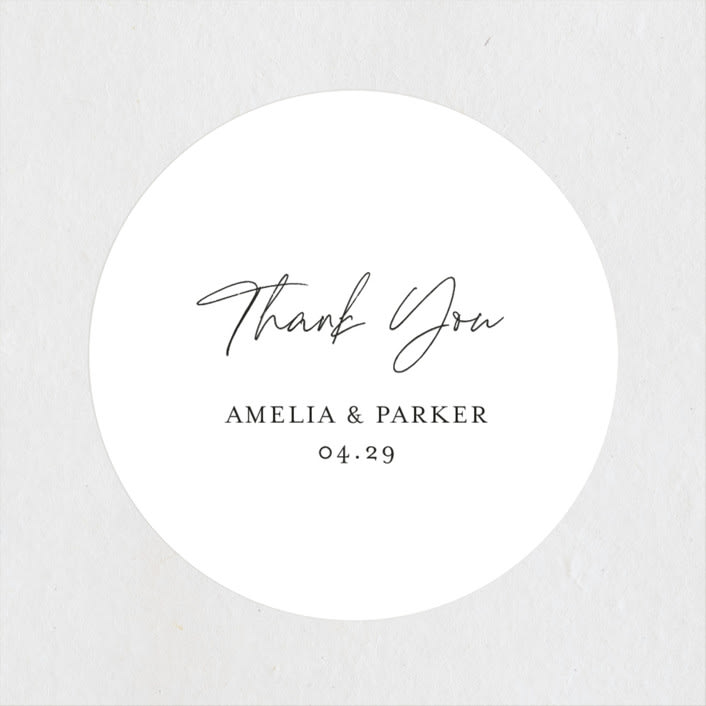 "Handwritten" - Wedding Favor Stickers in Obsidian by Jennifer Postorino - Front
