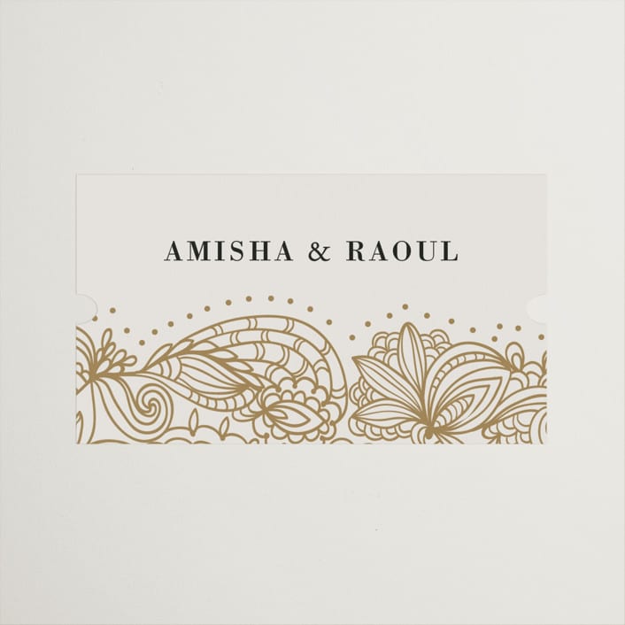 "Elegant Henna" - Wedding Favor Stickers in Champagne by Oma N. Ramkhelawan - Front