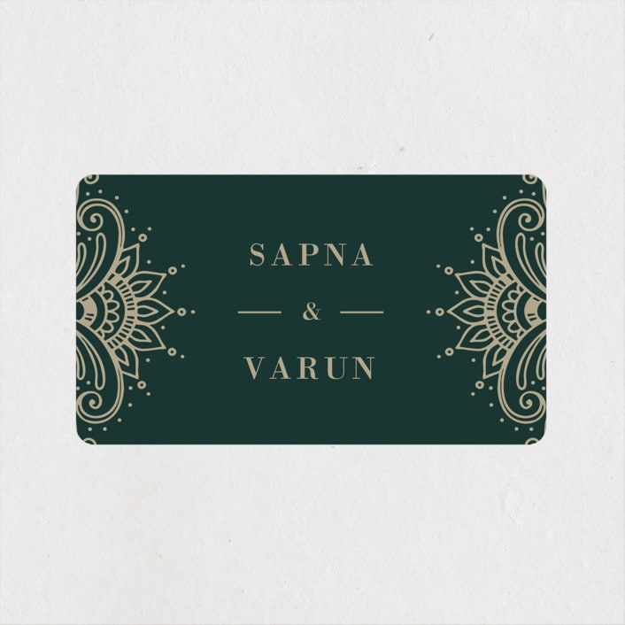 "Engraved Paisley" - Wedding Favor Stickers in Cardamom by Oma N. Ramkhelawan - Front
