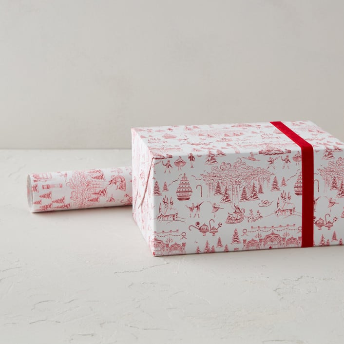 "Nutcracker Toile" - Wrapping Paper Roll in Garnet by Teju Reval