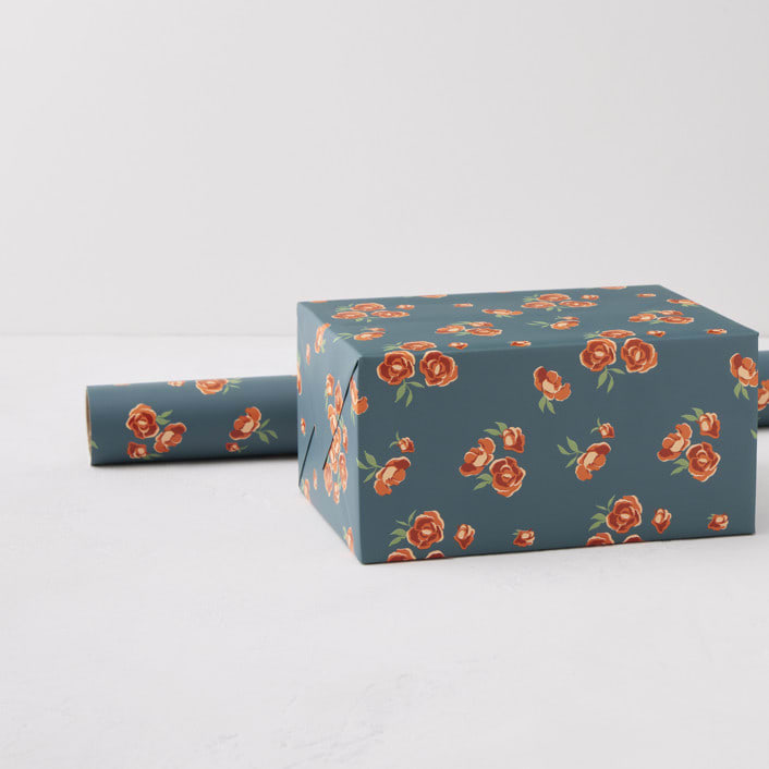 "Navy Wrap" - Wrapping Paper Roll in Navy by Aubrey Fairchild